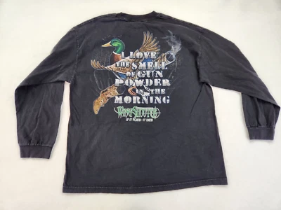 Bone Head Outfitters T-shirt Boys XL Long Sleeve Black Ducks Mallards Wings - Image 1 of 4