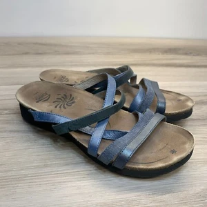 Abeo Womens Size WP 8 Bio System Wedge Sandals Cork Blue Slide Slip On - Picture 1 of 12