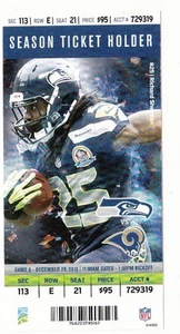 Talón de boleto Seattle Seahawks vs St. Louis Rams 2013 12/29/13 Richard Sherman - Imagen 1 de 1
