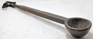 Antique Wooden Long Serving Spoon Original Old Hand Carved - Picture 1 of 8