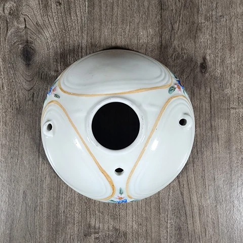 Vintage Antique Floral Round Ceramic Flush Mount Wall Light Fixture Pull Chain Cover