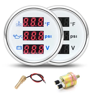 52MM Impermeable 3 en 1 Calibre Temperatura del Agua/Presión del Aceite/Voltímetro con Sensor - Imagen 1 de 10