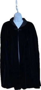 Vintage Patra Black Velvet Long Women's Cape Shrug Coat Sleeveless Large W26 - Picture 1 of 8