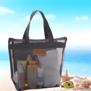 Bolsa de ducha de almacenamiento de viaje de malla para mujeres Playa Inodoro Cosméticos Bolso de mano Malla de natación - Imagen 1 de 18