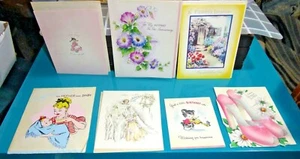Lot of 7 1940s Birthday Wedding & Baby Cards Barker Rust Craft Susie-Q Hallmark+ - Picture 1 of 3