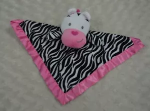Garanimals Zebra Lovey Security Blanket Black White Pink Silky Satin Edge Heart - Picture 1 of 6