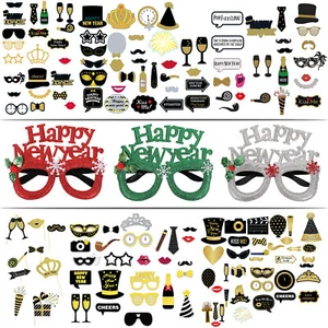 2025 New Year Photo Booth Props Cardboard Party Glasses Selfie Decorations Set - Picture 1 of 16