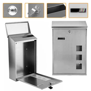 Outdoor Wall Mounted Mailbox Lockable Metal Mail Letter Post Secure Box Postbox - Picture 1 of 9