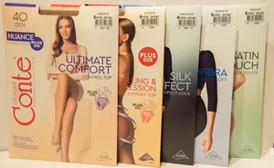 Conte Plus Size Sampler 40 & 50 Den Pantyhose 5 pair size 6 Bronze - Picture 1 of 11