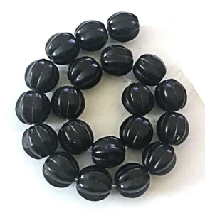 10 mm schwarz Howlite türkis geriffelte Melone runde Perlen (20) - Bild 1 von 2