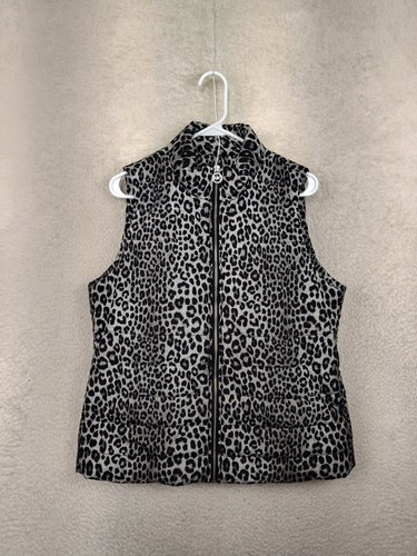 Giacca donna Michael Kors grande nera stampa animalier poli misto gilet zip intera