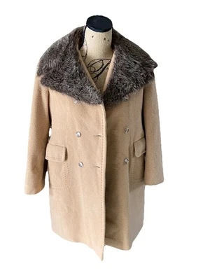 Abrigo Chaqueta DE COLECCIÓN Cabello Camello Inglaterra Largo Peluche Piel Grande Lana Talla Pequeña Foto 1 de 4
