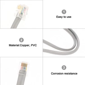 3 szt. Kabel telefoniczny Przedłużacz Kable do telefonów stacjonarnych - Zdjęcie 1 z 12