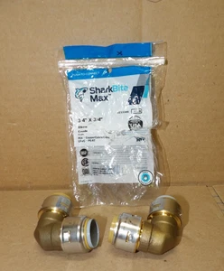 x2 - SharkBite Ur256Z 3/4"x3/4" Push-to-Connect Pex Codo Cobre - Imagen 1 de 3