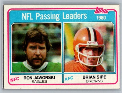 1981 Topps #1 1980 Passing Leaders (Ron Jaworski / Brian Sipe) - Image 1 of 2