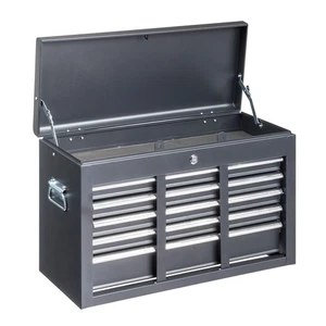 Portable Metal Tool Chest Cabinet Steel Tool Storage Box Organizer Black w/ Key - Picture 1 of 14