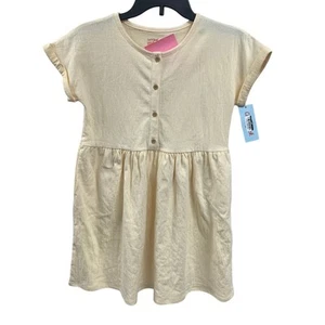 New Cat & Jack Girls Large (10/12) Pastel Yellow Cotton Blend Short Sleeve Dress - Picture 1 of 3