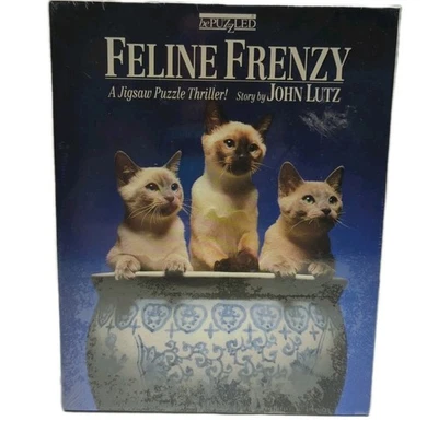 Feline Frenzy A Jigsaw Puzzle Thriller John Lutz 500 Pieces CATS New Sealed VTG - Image 1 of 4