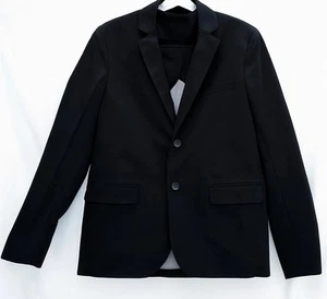 *NUOVO SENZA ETICHETTE* STEVEN ALAN Blazer Uomo PICCOLO Monopetto Tacca Giacca Nera $345 USA - Foto 1 di 8
