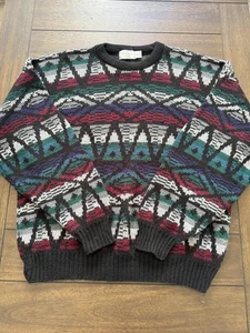 VINTAGE The Men's Store at Sears Pullover Herren XL schwarz Azteken Geometrisch Strick 90s - Bild 1 von 6