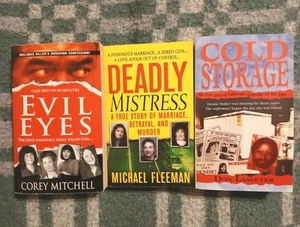True Crime Paperbacks Lot of 3: Evil Eyes, Deadly Mistress, and Cold Storage PBs - Picture 1 of 4