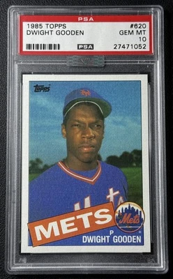 DWIGHT GOODEN PSA 10 1985 TOPPS BASEBALL #620 ROOKIE CARD RC GEM MINT MBA SILVER - Image 1 of 2