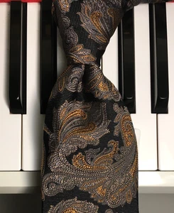 JOSEPH A. BANK  - SIGNATURE / Antique Gold & Gray Grand Floral Fantasty Silk Tie - Picture 1 of 9