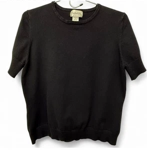 CHADWICK'S BLACK SHORT SLEEVE SWEATER, SIZE L, CHEST 38", LENGTH 21.5" - Picture 1 of 2