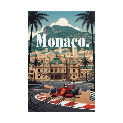 Póster Gran Premio de Mónaco - Arte de pared de viaje de carreras de F1 vintage Foto 1 de 4