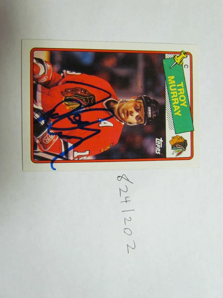 1988 1989 Topps Troy Murray signed NHL Hockey Card  - Image 1 of 2