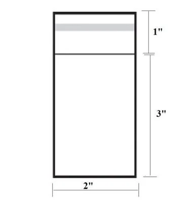 2 x 3 Clear Resealable Recloseable Self Adhesive Cello Lip Tape Poly Plastic Bag - Image 1 of 2