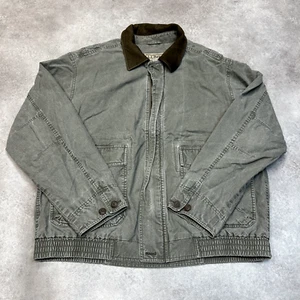 L.L Bean Chore Jacket Mens Large Vintage Full Zip Canvas Barn Coat, Green - Picture 1 of 10