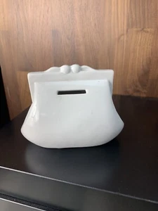 Vtg Renaldy Japan Unpainted Ceramic Purse Coin Bank - Picture 1 of 5