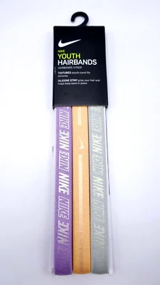 Nike Diademas Metálicas Paquete de 3 Diademas Juveniles Violeta Tormenta/Naranja Tiza/Plateado Foto 1 de 2
