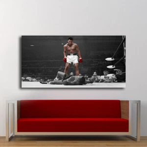 Muhammad Ali Boxing Knockout Wide Canvas Wall Arts, Muhammad Ali Poster Print - Picture 1 of 8