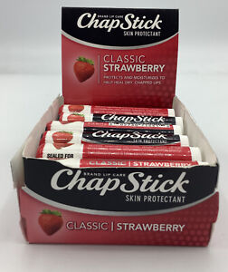 12 Pack of  ChapStick Classic Strawberry Lip Balm Tubes Original Factory Sealed