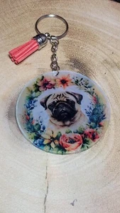 Keyring - Pug dog print - 1 of 25 available - Picture 1 of 1
