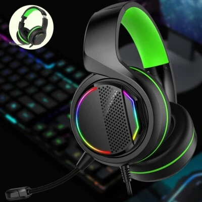 Gaming Headset Headphones With Microphone LED For PC Laptop PS4 PS5 Xbox One UK - Image 1 of 4
