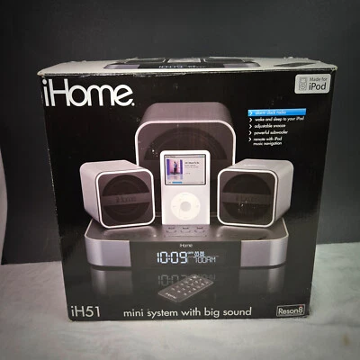 iHome iH51 2.1 Micro System with Dual Alarm Clock Radio for iPod (Silver) - Image 1 of 4