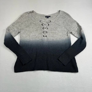American Eagle Pullover Damen M blau Grobstrick zum Binden Langarm grau - Bild 1 von 8