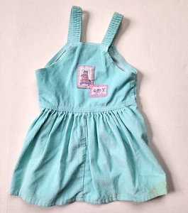 Vintage Oshkosh B'Gosh Overall Dress Size 5 Green Corduroy A Stitch In Time Bear - Picture 1 of 12