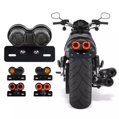 Motorcycle Dual LED Integrated Light Turn Signal Brake Light Rear Driving Lamp - Image 1 of 4