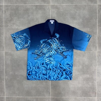 Vintage Euro Moda Dragons Aloha Hawaiian Silk Button Shirt Size L - Image 1 of 4