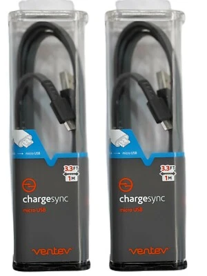 Универсальный кабель для передачи данных Ventev 3 фута ChargeSync Micro-USB серый упаковка 2 шт. - Изображение 1 из 3