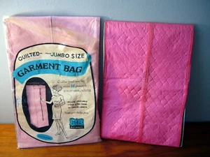 2 Vintage Quilted Best Ever Jumbo Size Garment Bag Hanging Closet 54" Pink NOS - Picture 1 of 5