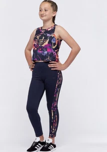 Adidas Original Girls Rose Leggings Navy Blue Size Large 13-14Y - Picture 1 of 10