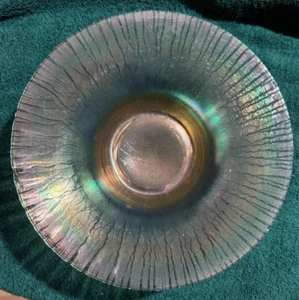 Jeannette Marigold Iridescent Stretch Glass Flared 10" Bowl ~ NICE - Picture 1 of 9