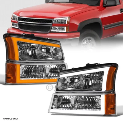 Switchback secuencial para 03-07 Silverado faros cromados + parachoques con tubo LED v2 Foto 1 de 4