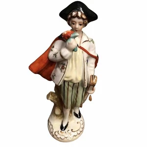 Colonial Man Figurine Collectible Porcelain VTG Japan Flowers Music 7in Peasant - Picture 1 of 12