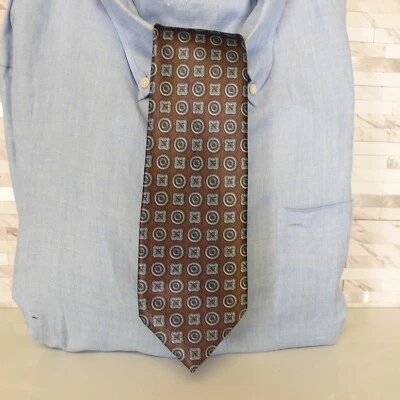 Corbata de cuello vintage Oleg Cassini para hombre azul satinado brillante traje medallón foulard EE. UU. Foto 1 de 4